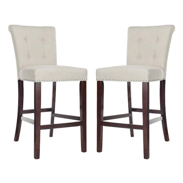 SAFAVIEH Taylor 44.5 in. Light Gray Wood Bar Stool (Set of 2)