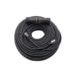 100 ft. Cat 6A Industrial Outdoor-Rated Shielded Ethernet 26 AWG Black-Cable Kit with Waterproof Coupler