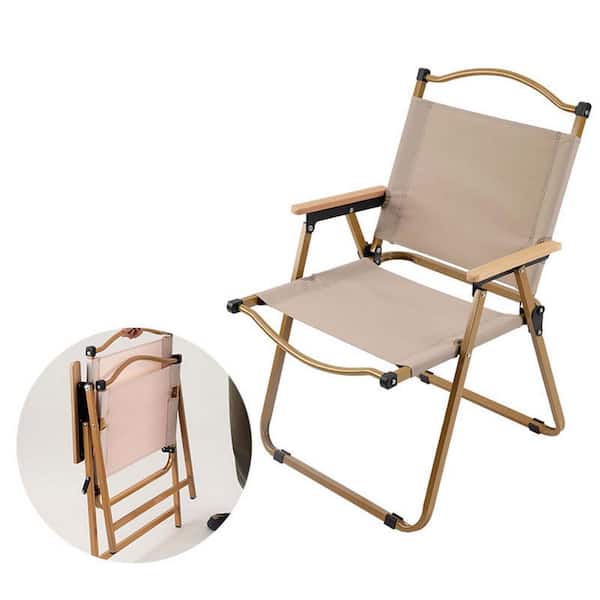 Tunearary Beige Outdoor Camping Folding Chairs Fishing Chairs Beach Chairs