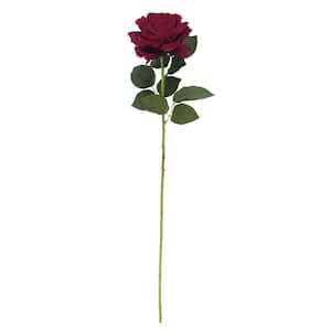 30 in. Large Burgundy Artificial Velvet Rose Flower Stem Spray (Set of 3)