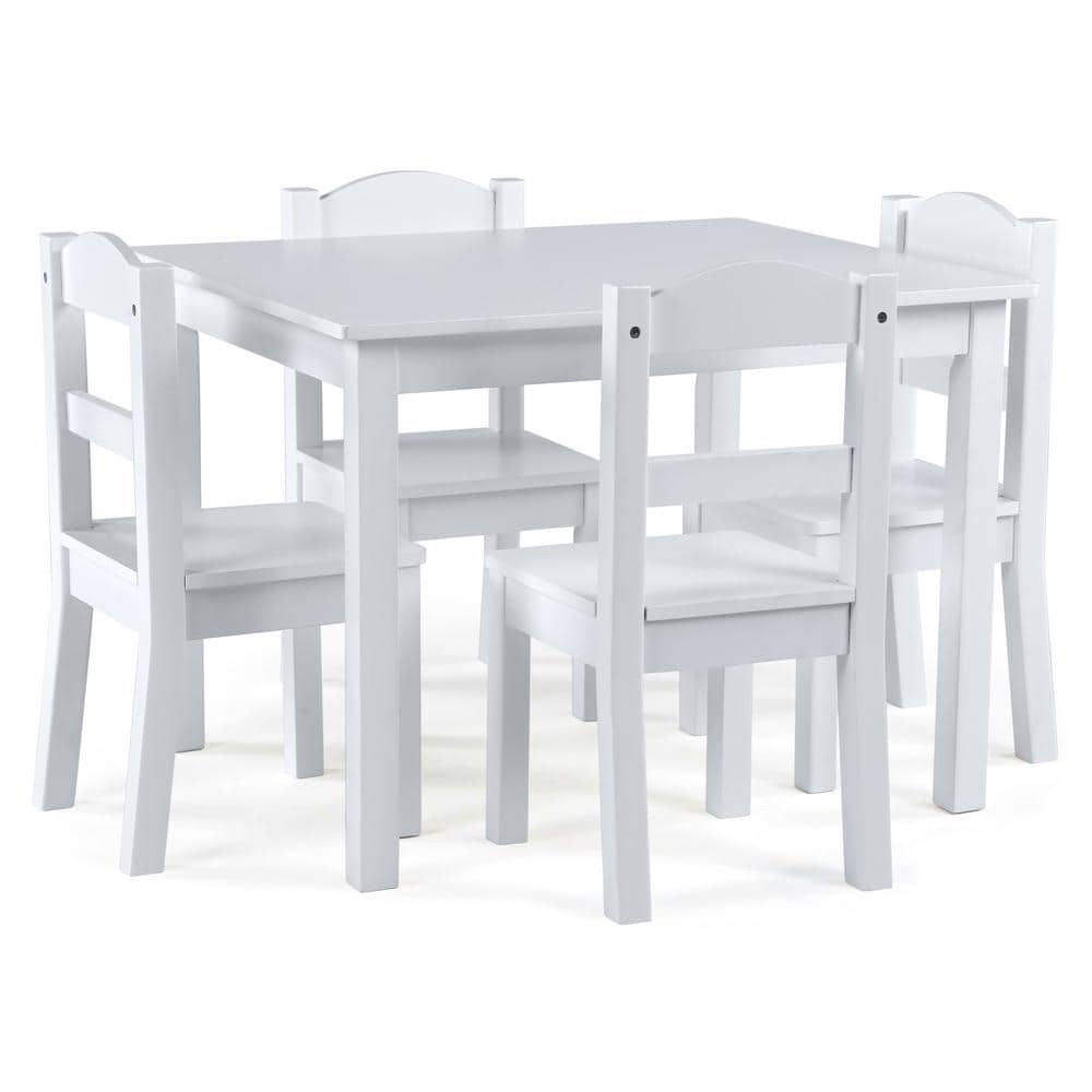 Humble Crew 5 Piece Cambridge White Kids Natural Table and Chair Set TC541 The Home Depot