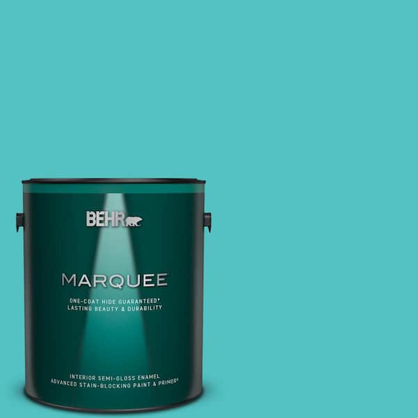 BEHR MARQUEE 1 gal. #500B-4 Gem Turquoise Semi-Gloss Enamel Interior Paint & Primer
