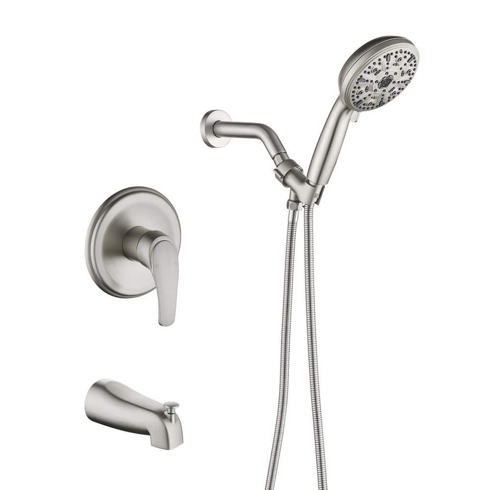 Rain Single Handle 10-Spray Tub Shower Faucet Handheld Combo with Valve 1.8 GPM Adjustable shower Head in Nickel price history on PriceWatchPro