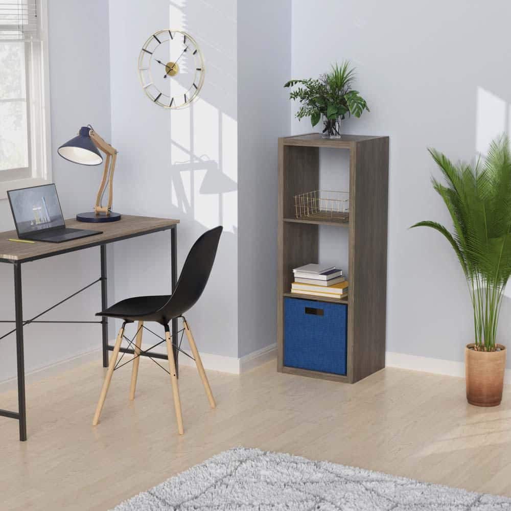 Graphite Gray 44" Wood 3-Cube Storage Organizer