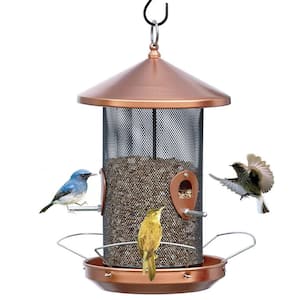 12.6 in. Large Metal Bird Feeder with Copper-Look for Garden Yard Outside Decor, Gardening Gifts for Women/Men