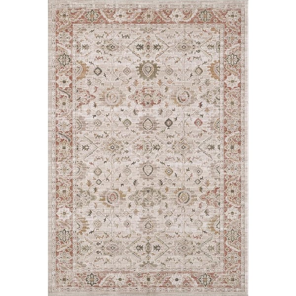 MILLERTON HOME Adela Ivory/Red 5 ft. x 8 ft. Bohemian Moroccan Area Rug