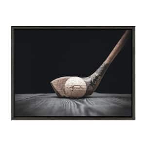 Sylvie "Vintage Golf Club and Ball on Black" by Saint and Sailor Studios 24 in. x 18 in. Framed Canvas Wall Art