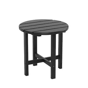 18 in. Mason Black Round Poly Plastic Outdoor Side Table