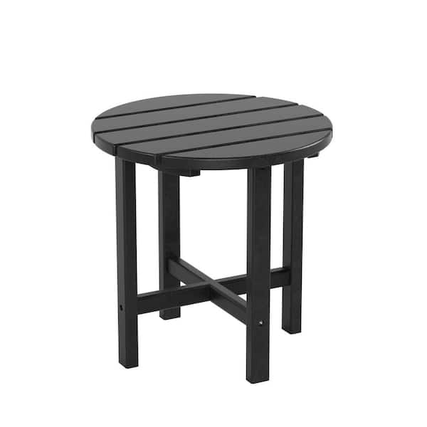 WESTIN OUTDOOR Mason 18 in. Black Poly Plastic Fade Resistant Outdoor Patio Round Adirondack Side Table