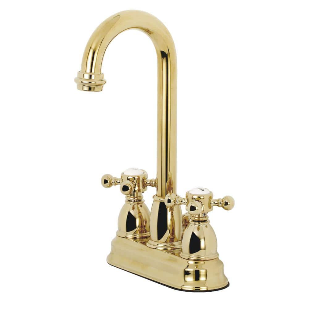 Kingston Brass Traditional 4 In Centerset 2 Handle Bathroom Faucet In Polished Brass Hkb3612bx