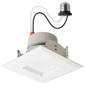 4 in. Adjustable Watt CCT Stepped Baffle Remodel Non-IC Rated Dimmable Indoor Square Integrated LED Recessed Light Trim