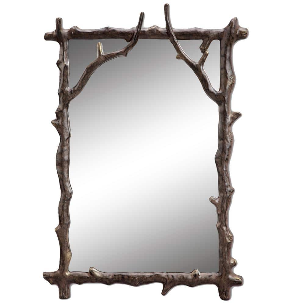 Branch Design 20 in. W x 29 in. H Aluminum Antique Bronze Wall Mirror