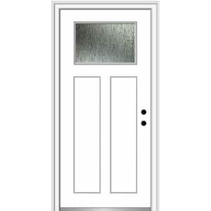 Rain Glass 32 in. x 80 in. Left-Hand Inswing Primed Fiberglass Prehung Front Door on 4-9/16 in. Frame