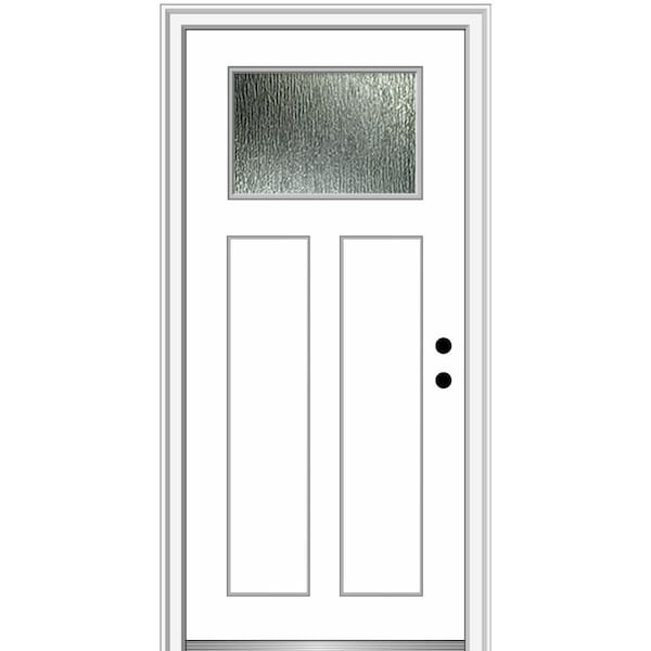 MMI DOOR Rain Glass 36 in. x 80 in. Left-Hand Inswing Primed Fiberglass Prehung Front Door on 4-9/16 in. Frame