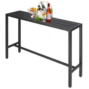 55 in. W Outdoor Bar Table Rectangular Dining Table with Metal Frame