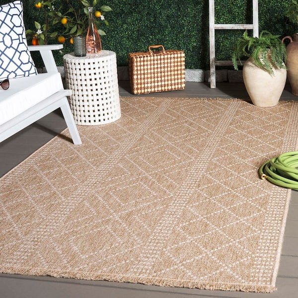 Retreat Natural/Ivory 9 ft. x 12 ft. Solid Diamond Indoor/Outdoor Area Rug