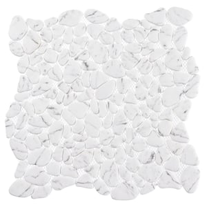 Mellow Harmony White/Gray 12-1/8 in. x 12-1/8 in. Smooth Stone Look Glass Mosaic Wall Tile (5.1 sq. ft./Case)
