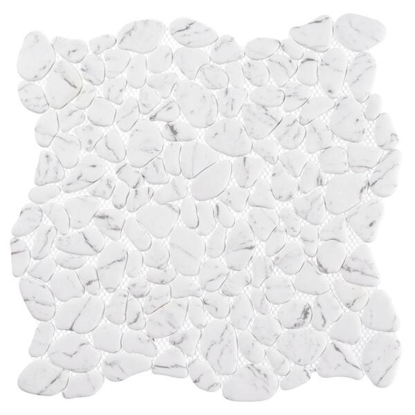 ANDOVA Mellow Harmony White/Gray 12-1/8 in. x 12-1/8 in. Smooth Stone Look Glass Mosaic Wall Tile (5.1 sq. ft./Case)