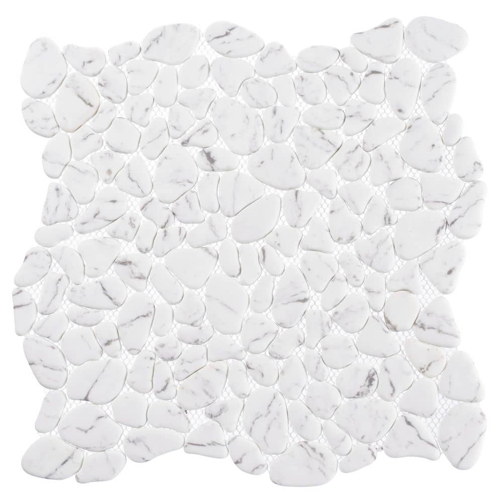 Mellow Harmony White/Gray 4.5 in. x 8.25 in. Smooth Stone Look Glass Mosaic