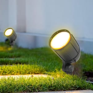 12W Line Voltage Bronze Integrated Outdoor LED Bullet Flood Light and Adjustable Mounting Bracket for Landscape Lighting