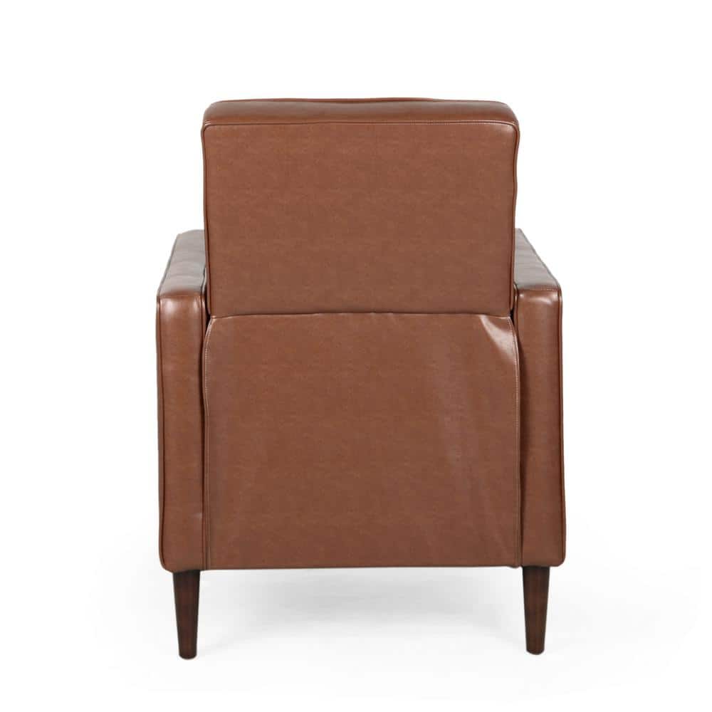 Mid-Century Modern Smooth Brown Faux Leather Recliner