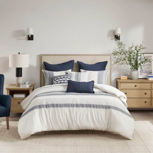 Murphy 8-Piece Blue Cotton Full/Queen Comforter Set
