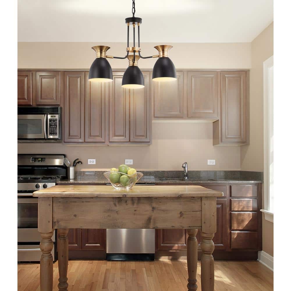 Middleton 20" Black/Brass Gold Metal LED Sputnik Chandelier