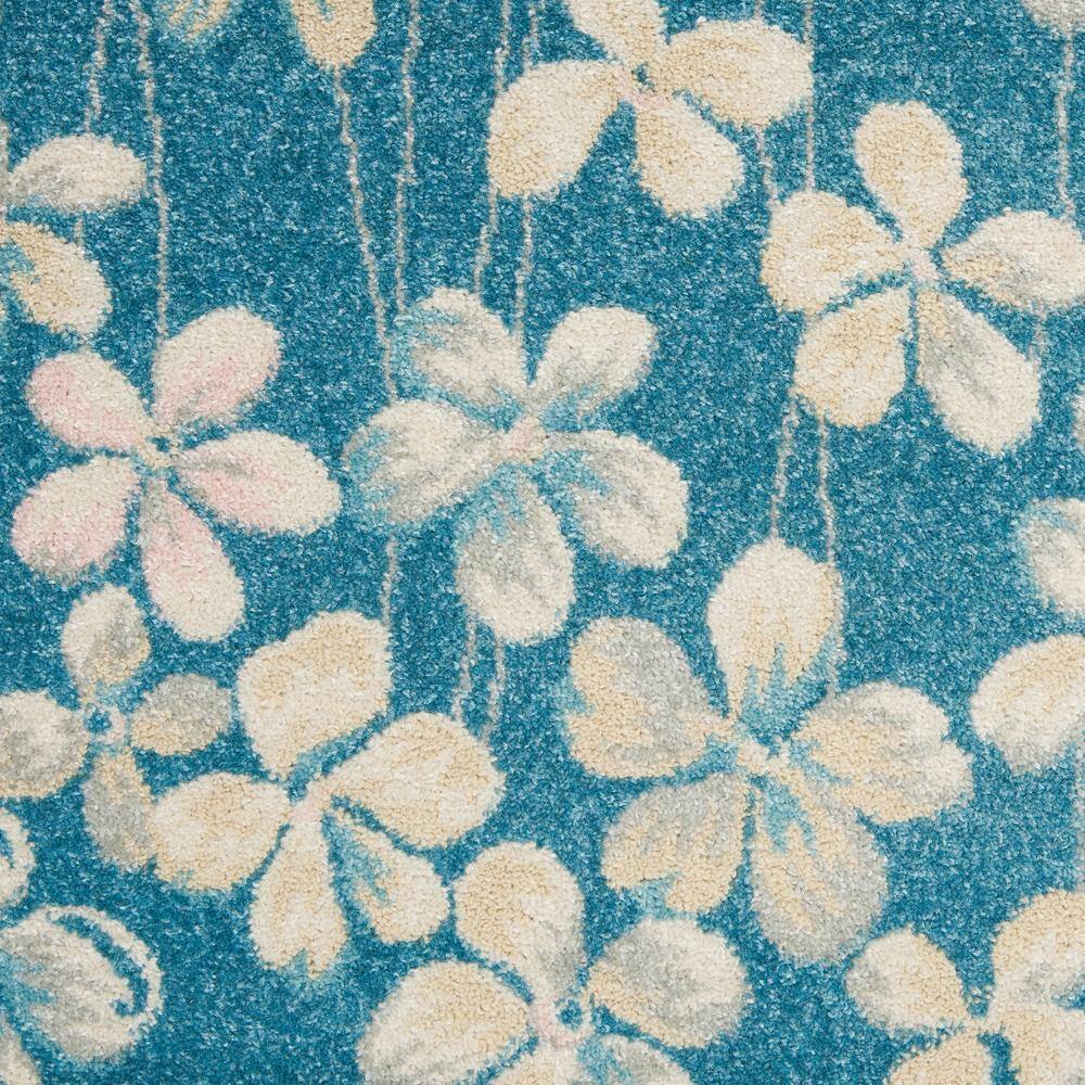 Tranquil Turquoise Floral Viscose 5'3" x 7'3" Area Rug