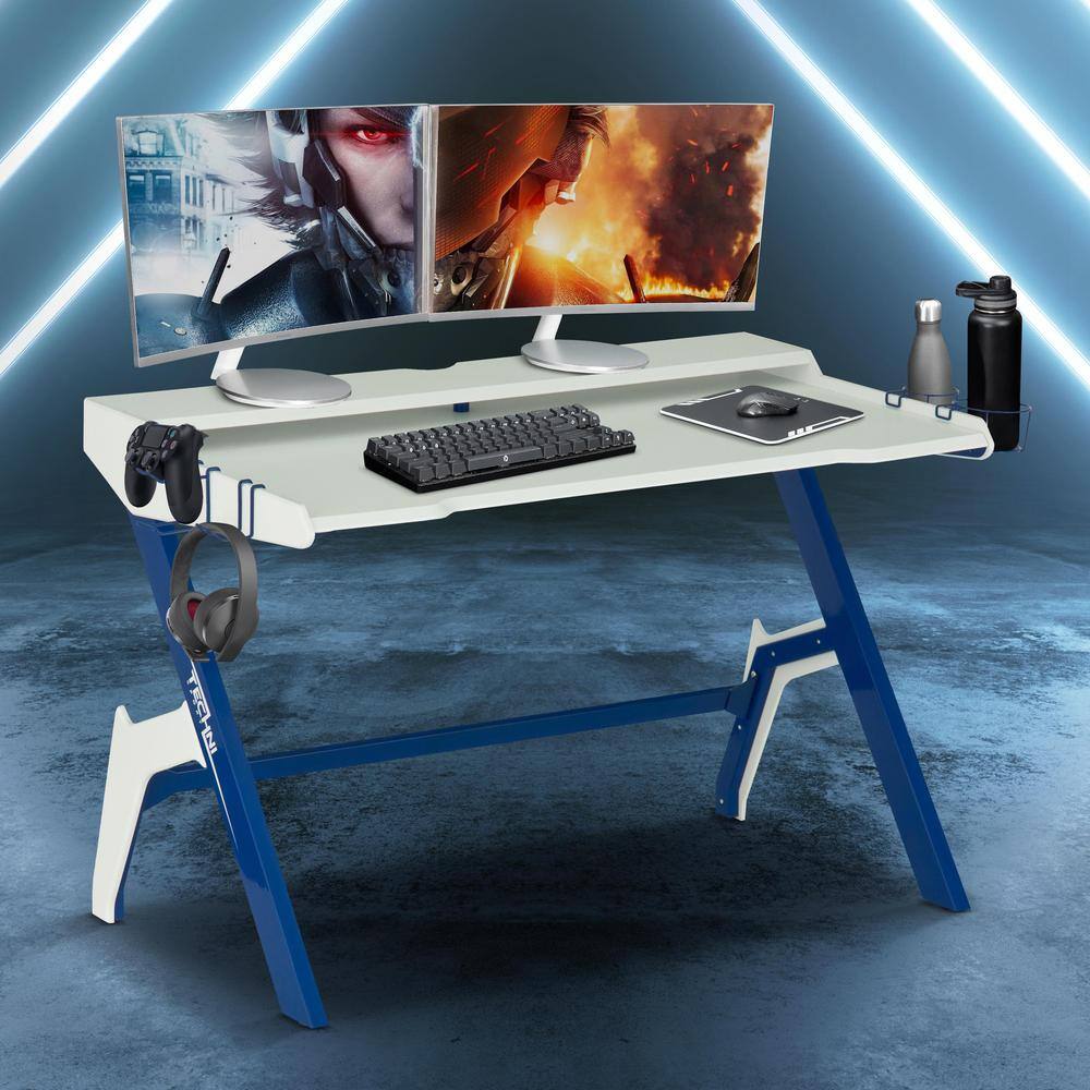 57 in. L Computer Writing Desk with 2-Cupholders and a Headphone Hook  TECH-LQR3D-PN - The Home Depot