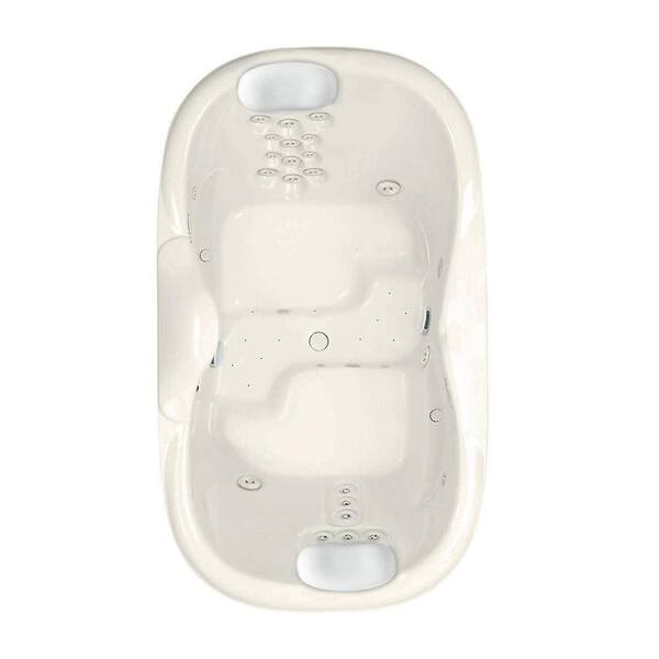 Aquatic Millennium 82 in. x 48 in. Acrylic Center Drain Oval Drop-In Air Bath/Whirlpool Bathtub with Heater in Biscuit