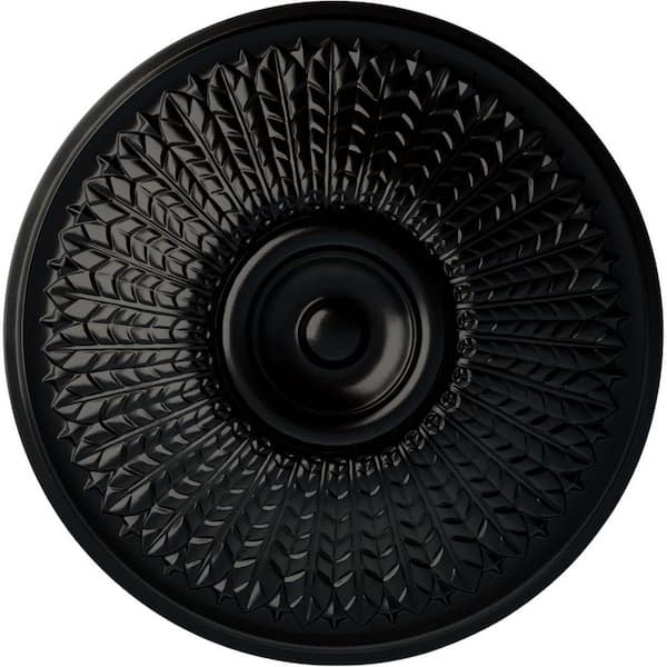 Ekena Millwork 23-1/2" x 3-1/2" Modena Urethane Ceiling Medallion (Fits Canopies upto 5-1/4"), Hand-Painted Jet Black