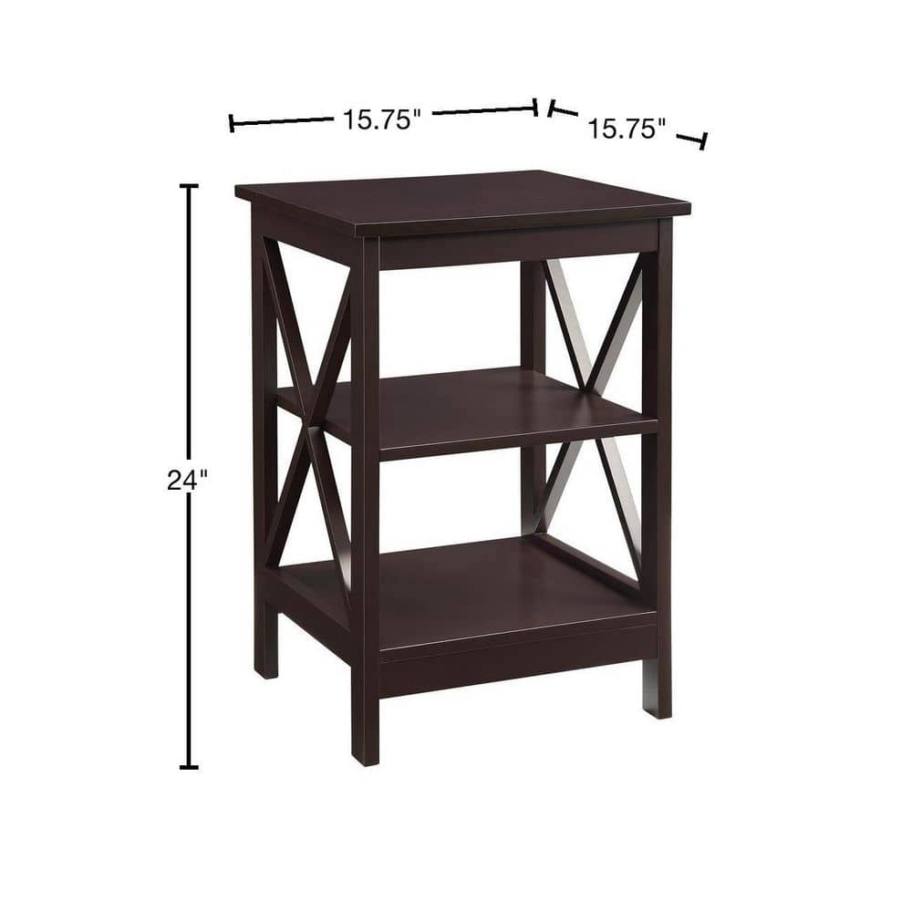Espresso Oxford Transitional Rectangular End Table with 3 Shelves