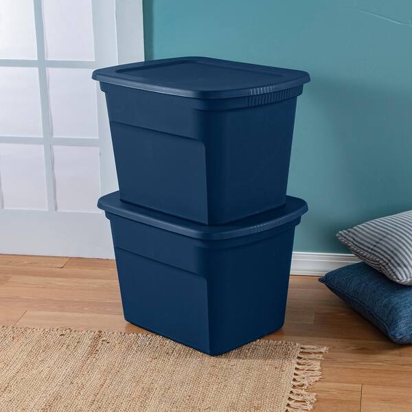 Sterilite Classic Lidded Stackable 18 Gal. Storage Tote Container Blue 16 Pack 16 x 17317408