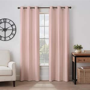 Gabriella Blush Polyester Solid 40 in. W x 63 in. L Lined Noise Cancelling Thermal Grommet Blackout Curtain