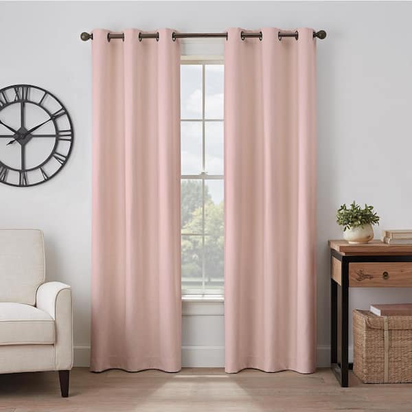 Absolute Zero Gabriella Blush Polyester Solid 40 in. W x 63 in. L Lined Noise Cancelling Thermal Grommet Blackout Curtain