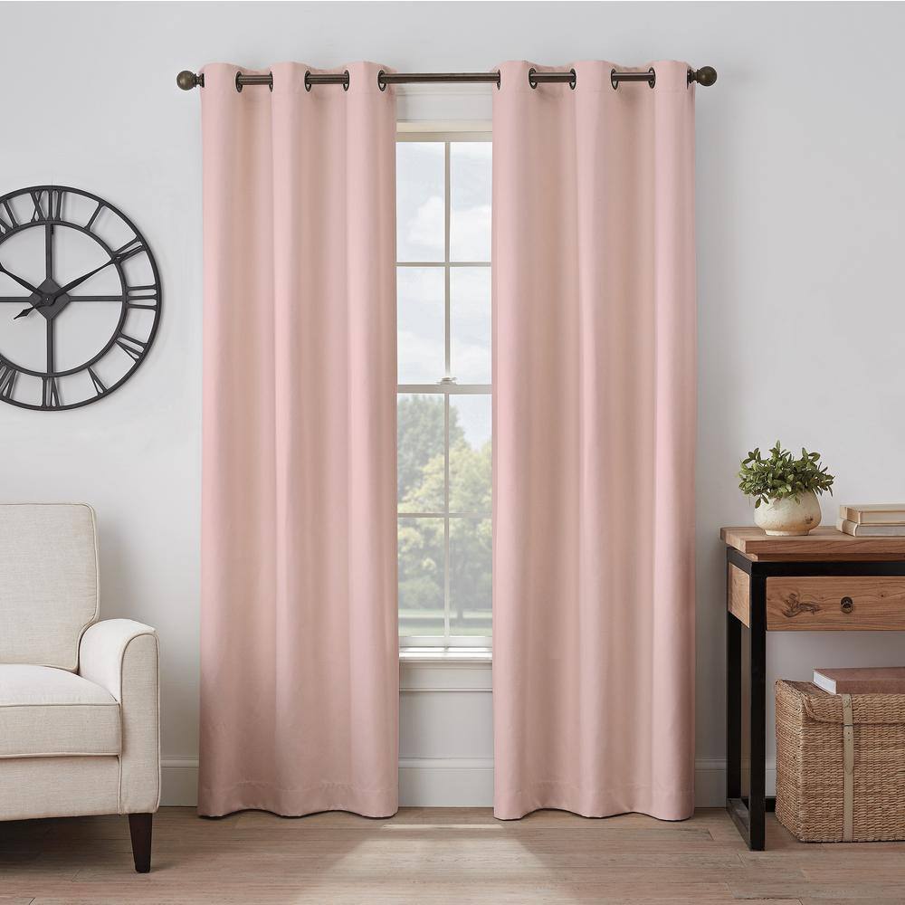 Gabriella Blush Polyester Solid 40 in. W x 95 in. L Lined Noise Cancelling 