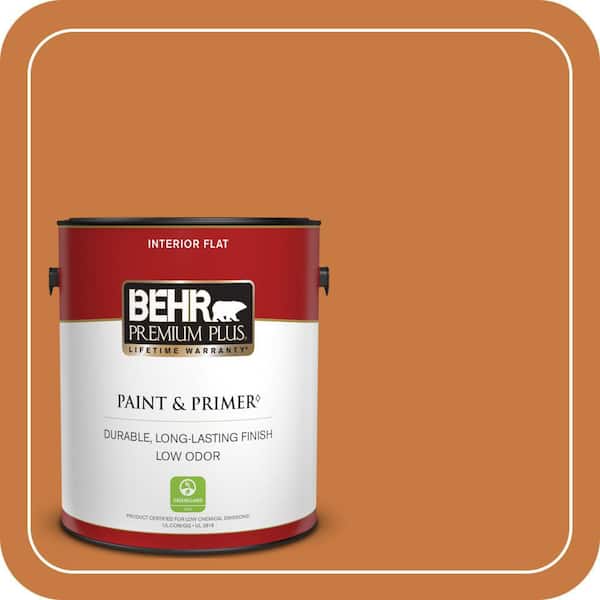 BEHR PREMIUM PLUS 1 gal. #M230-7 Rumba Orange Flat Low Odor Interior Paint & Primer