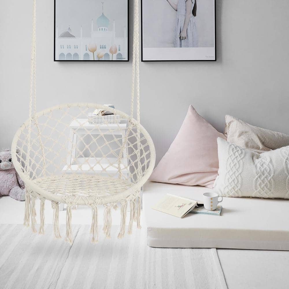 4 ft. Portable Hanging Swing Hammock in Beige