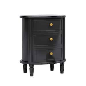 Fenley Black 3-Drawer 19.69 in. W Nightstand with Storage