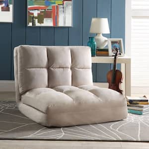 Microsuede Beige Flip Floor Chair Convertible Lounger/Sleeper