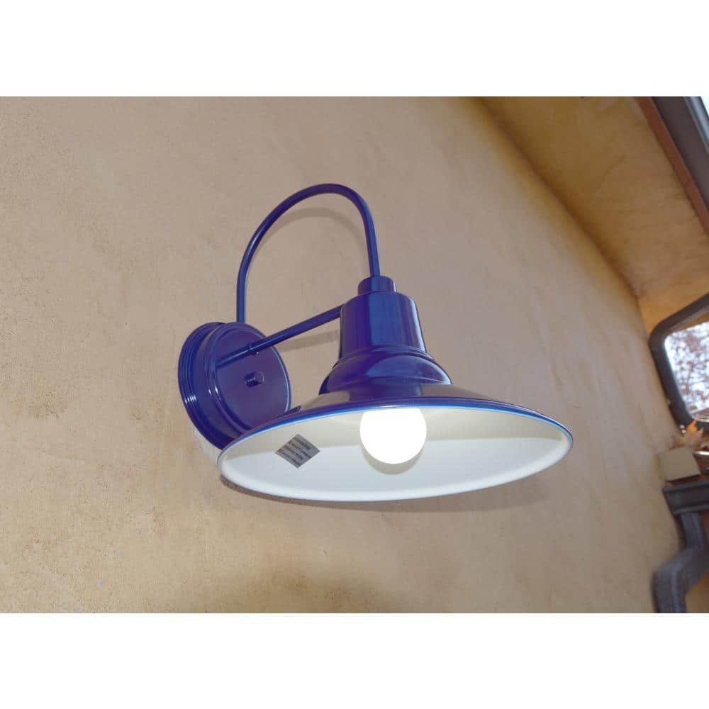 Shelby Blue Metal Dimmable Exterior Wall Light