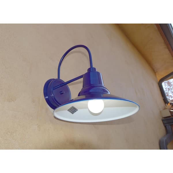 Shelby 1-Light Blue Outdoor Wall Mount Barn Light Sconce