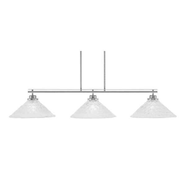 Unbranded Monroe 3-Light Billiard Light, Round Fitter, Brushed Nickel Finish, 16 in. Italian Bubble Glass