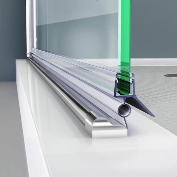 42 in. L for 1/4 in. Glass Shower Door in Clear Bottom Vinyl Sweep with a Deflector
