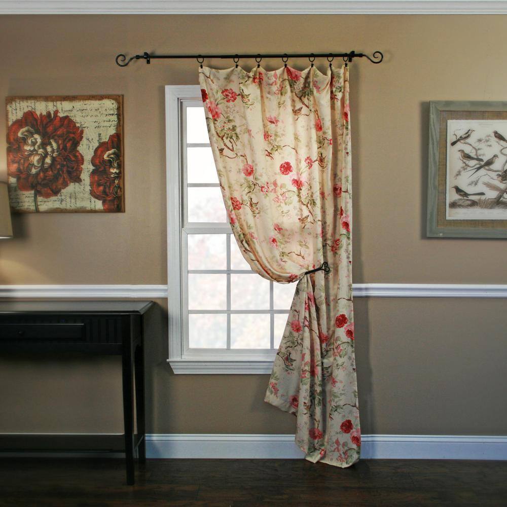 Red Floral Sheer Polyester Rod Pocket Window Panel 48" x 84"