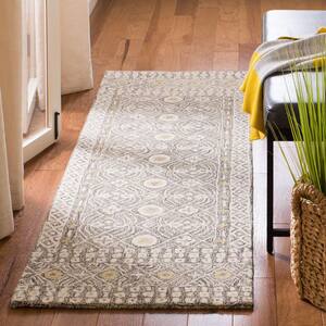 Micro-Loop Charcoal/Ivory 2 ft. x 7 ft. Distressed Border Runner Rug