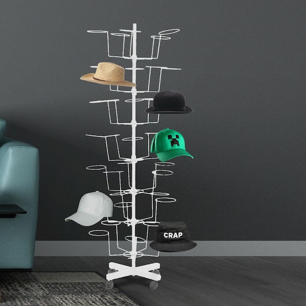 uyoyous 7-Tier Hat Display Rack Hat Rotating Wig Stand Free Standing  Headwear Wig Rack Metal Modern Floor Rack for 35 Caps, Wigs & Hats