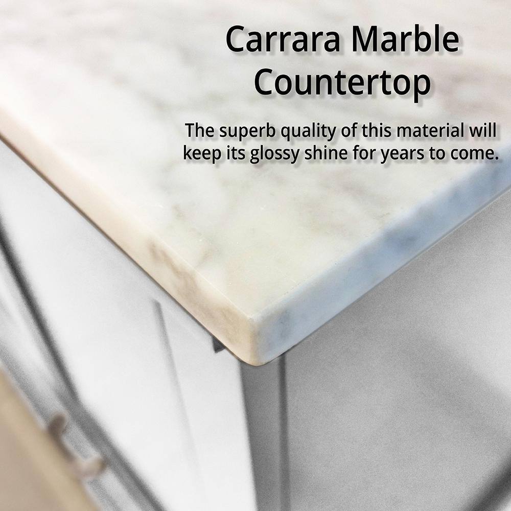 Dukes Classic White 84" Double Vanity with Carrara Marble Top