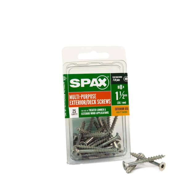 SPAX #8 x 1-1/2 in. Exterior Flat Head Deck Wood Screws  Construction Torx T-Star Plus (25 EA)