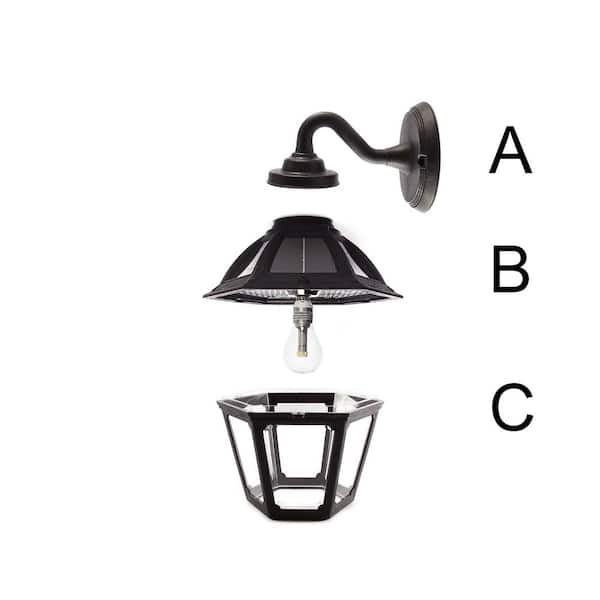 GAMA SONIC Polaris 1-Light Black Dusk-to-Dawn Outdoor Solar Warm